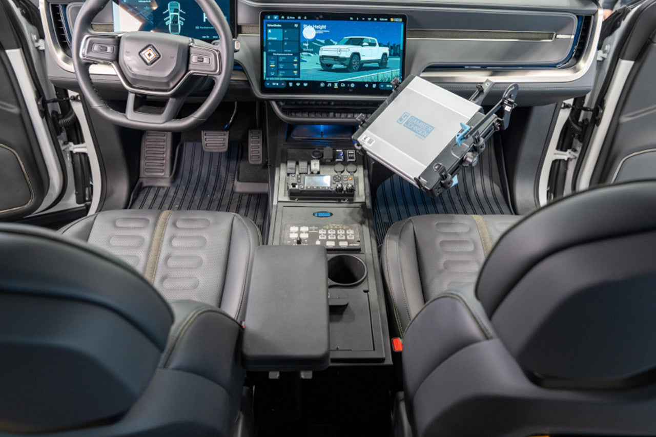 Rivian R1T / R1S Center Console for Upfit Municipal / Police / Emergency Tactical Usage - Gamber Johnson