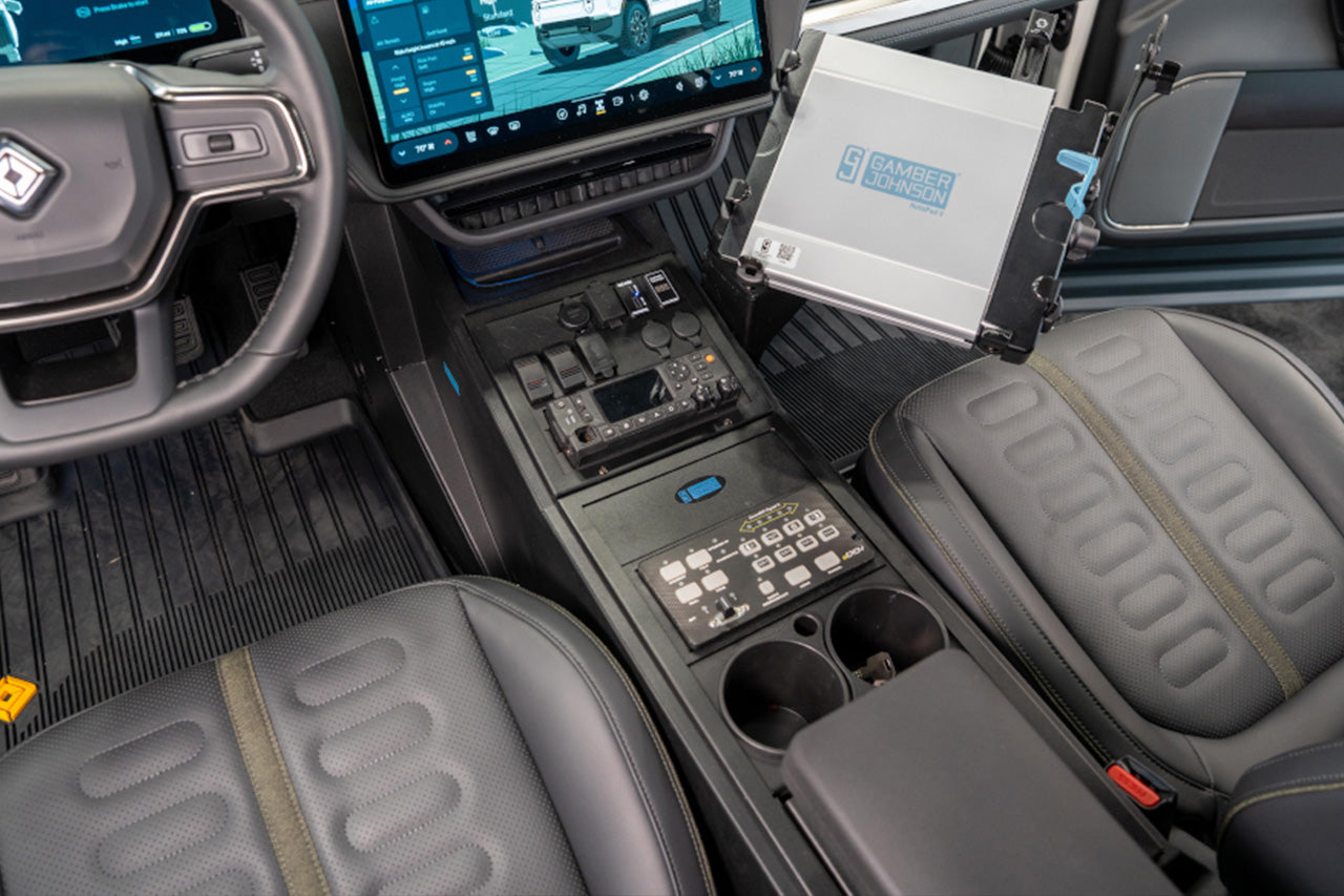 Rivian R1T / R1S Center Console for Upfit Municipal / Police / Emergency Tactical Usage - Gamber Johnson