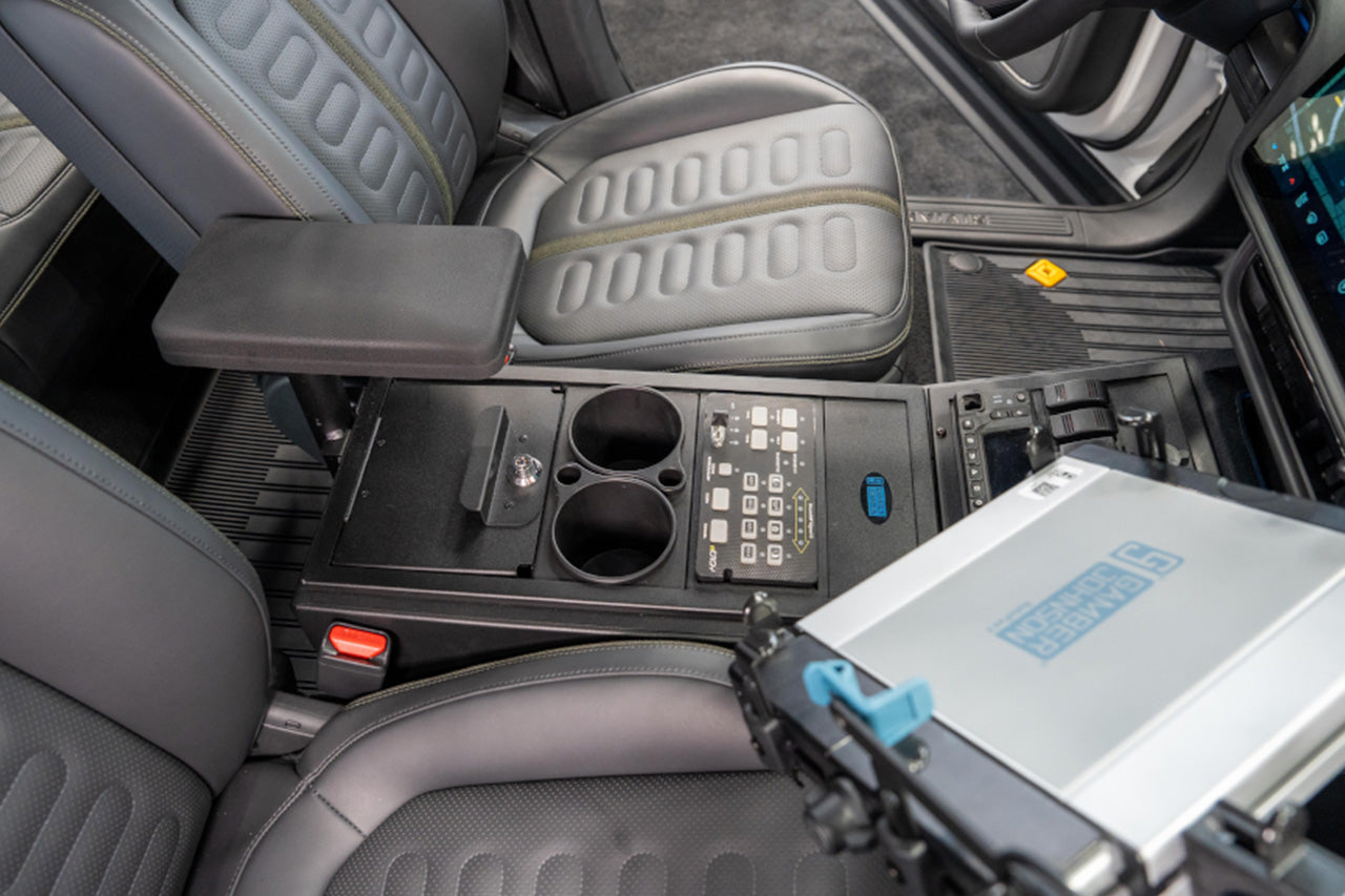Rivian R1T / R1S Center Console for Upfit Municipal / Police / Emergency Tactical Usage - Gamber Johnson