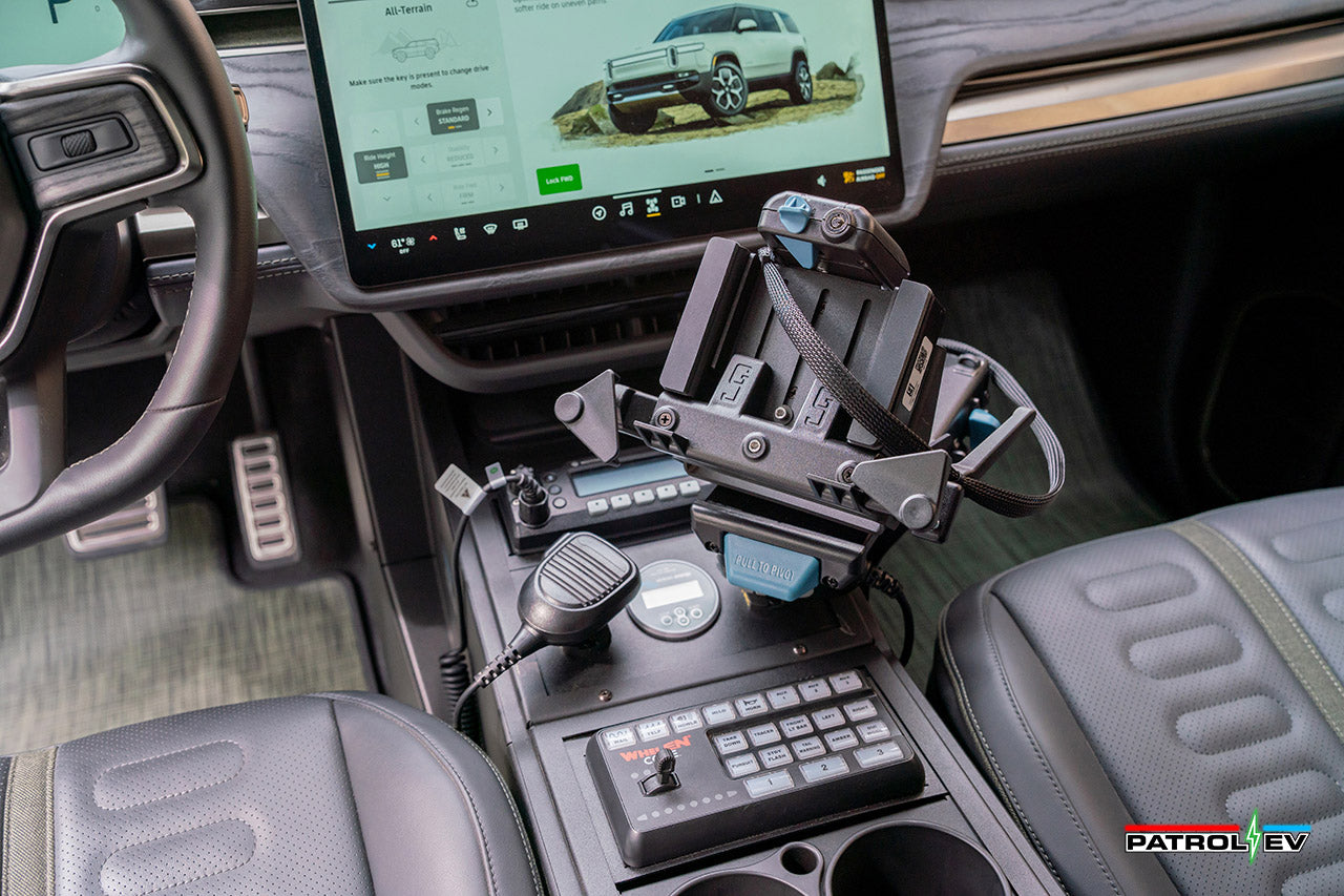 Center Console for Rivian R1S / R1T - Upfit Municipal / Police / Emergency Tactical Usage - Gamber Johnson