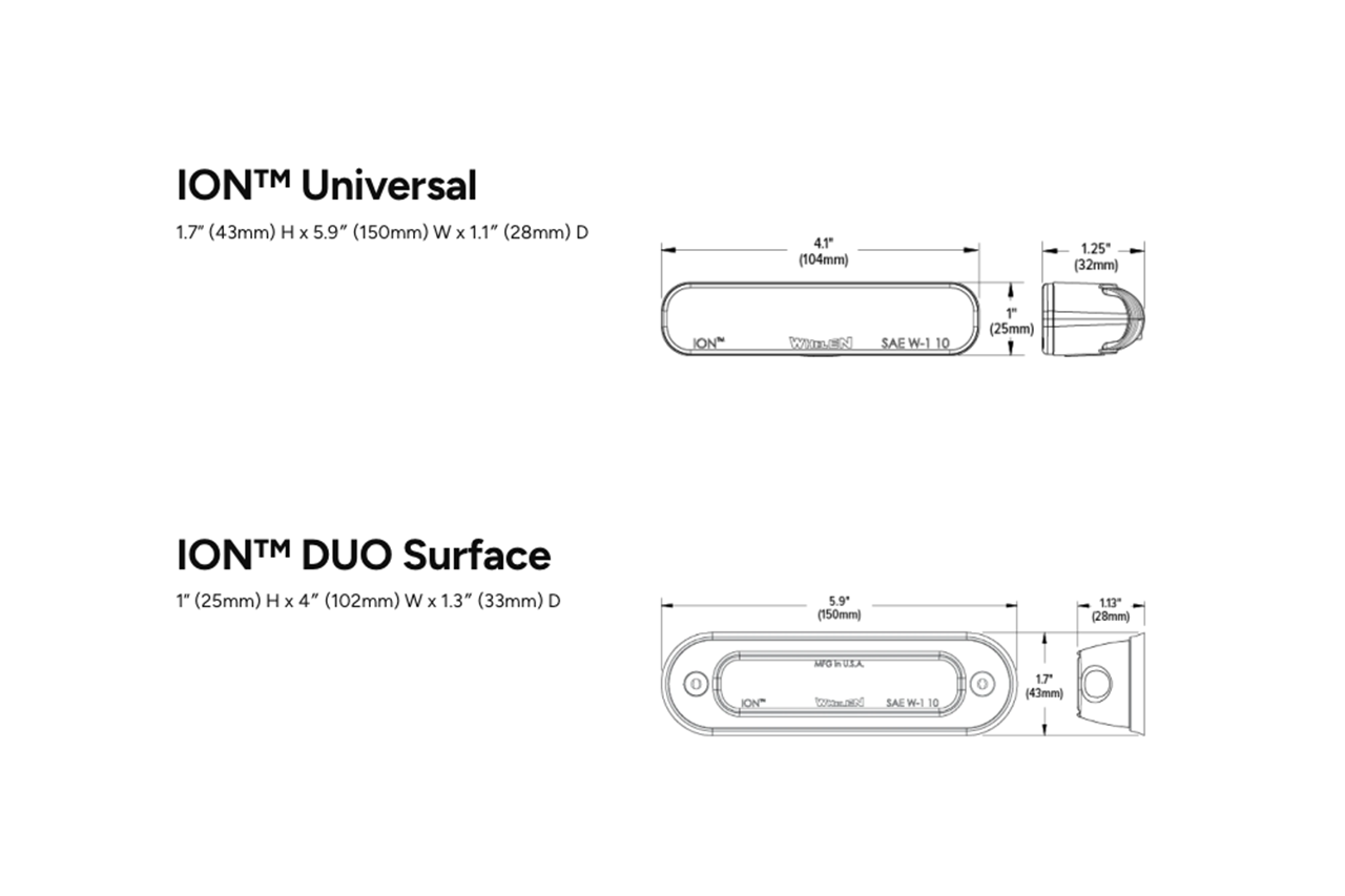 Whelen ION Series Bolt-on Surface Mount LED Lightheads for Police & Emergency Tesla / Rivian Upfitting